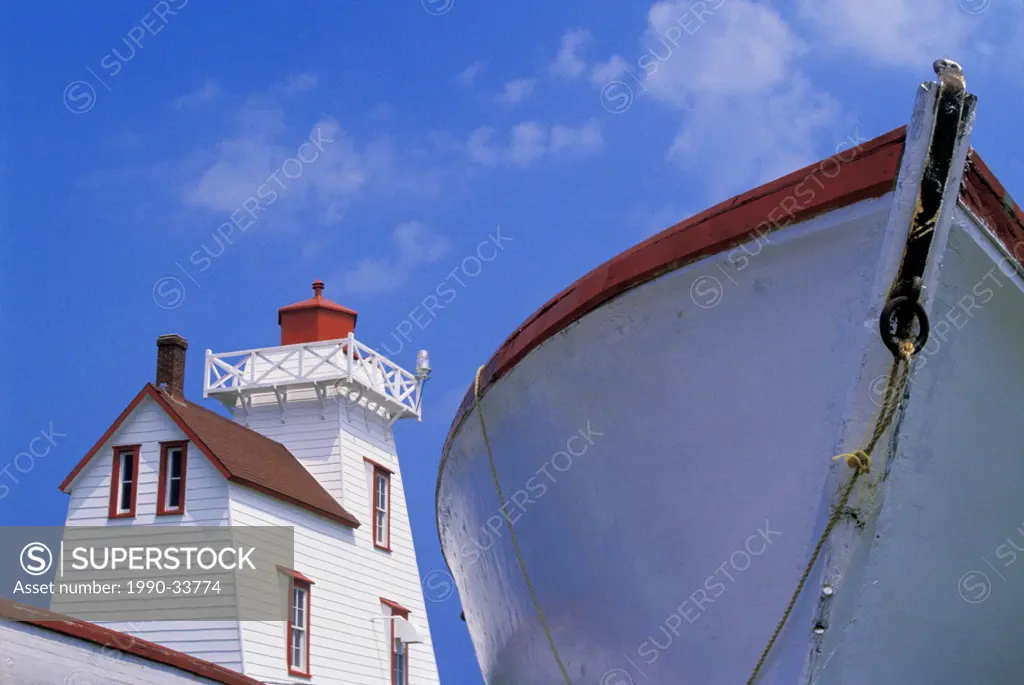 Lighthouse and Boat, North Rustico, Prince Edward Island, Canada