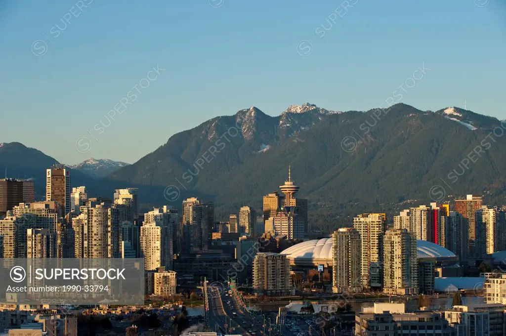 Vancouver, British Columbia, Canada, view up Cambie Street to downtown