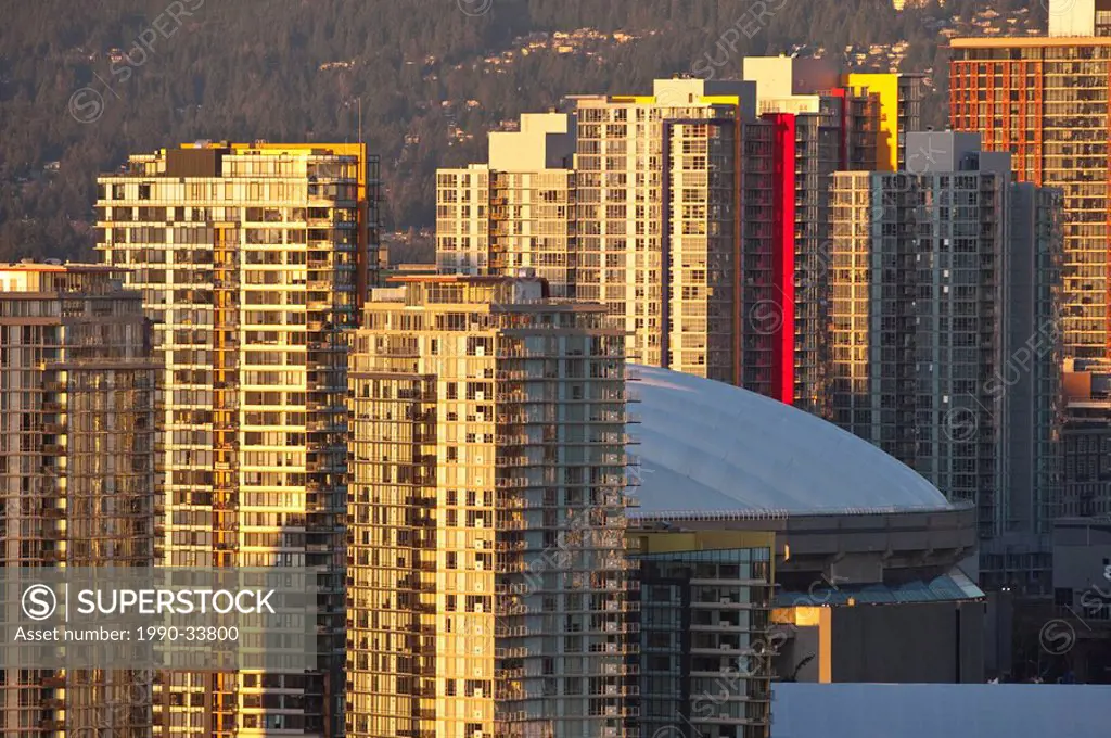 Vancouver, British Columbia, Canada, condminium buildings and BC Place stadium