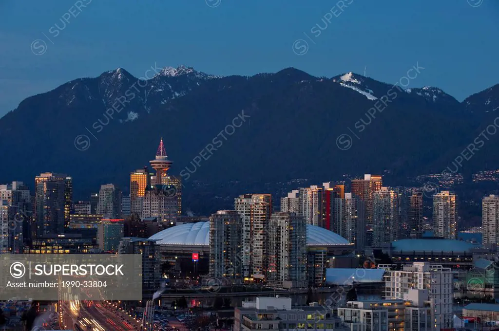 Vancouver, British Columbia, Canada, view up Cambie Street to downtown