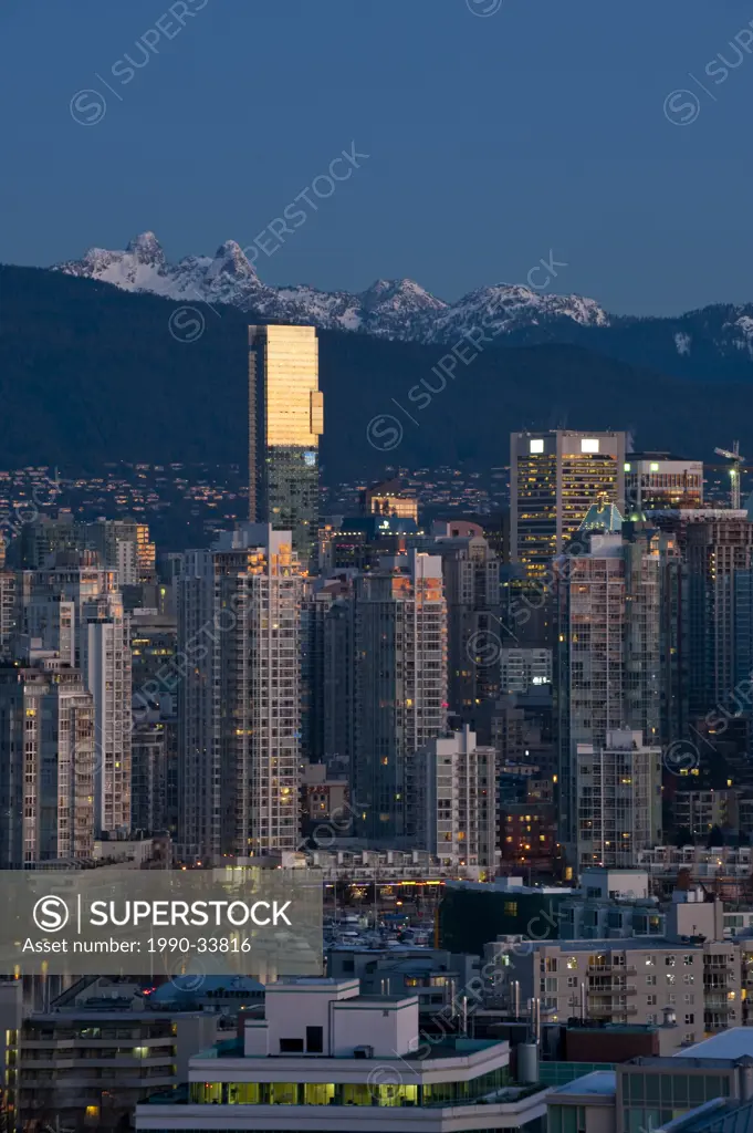Vancouver, British Columbia, Canada with North Shore Mountains in background