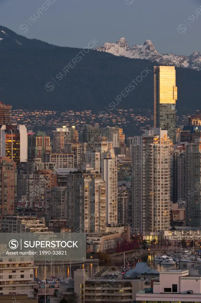 Vancouver, British Columbia, Canada with North Shore Mountains in background