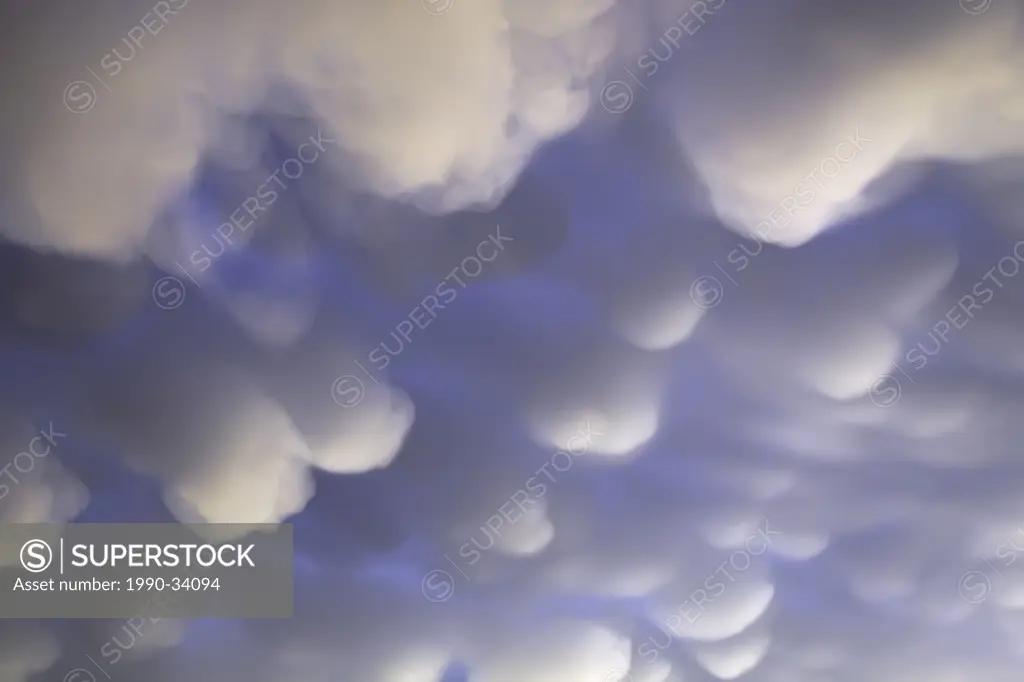 Mammatus clouds developing over Winnipeg, Manitoba, Canada.