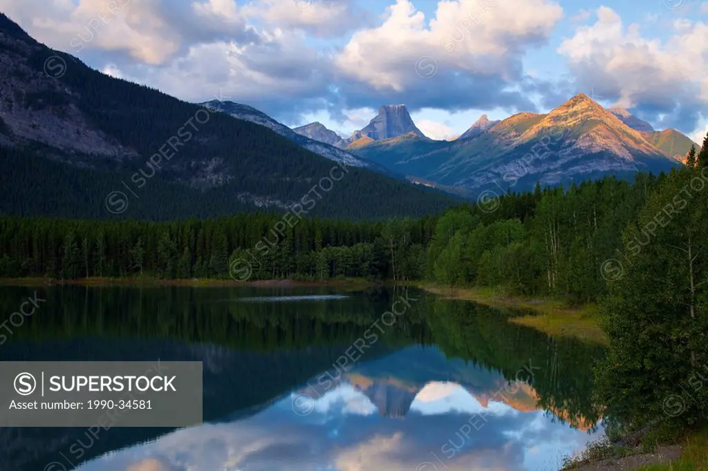 Fortress Mountain reflected in Wedge Pond, Kananaskis Country, Alberta, Canada