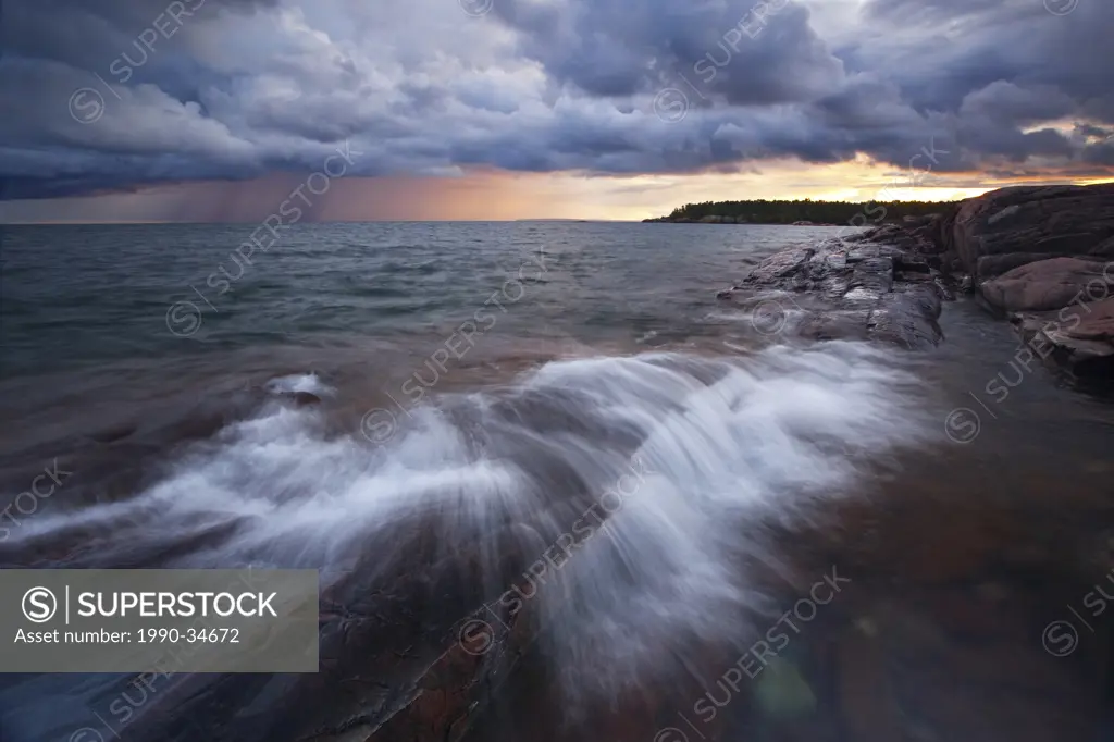Waves crash to shore from Georgian Bay as a storm approaches Killarney Provincial Park in Norther Ontario.