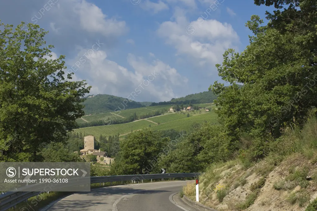 Country roads near Castellina di Chianti de Monterrigioni, in Tuscany, Italy