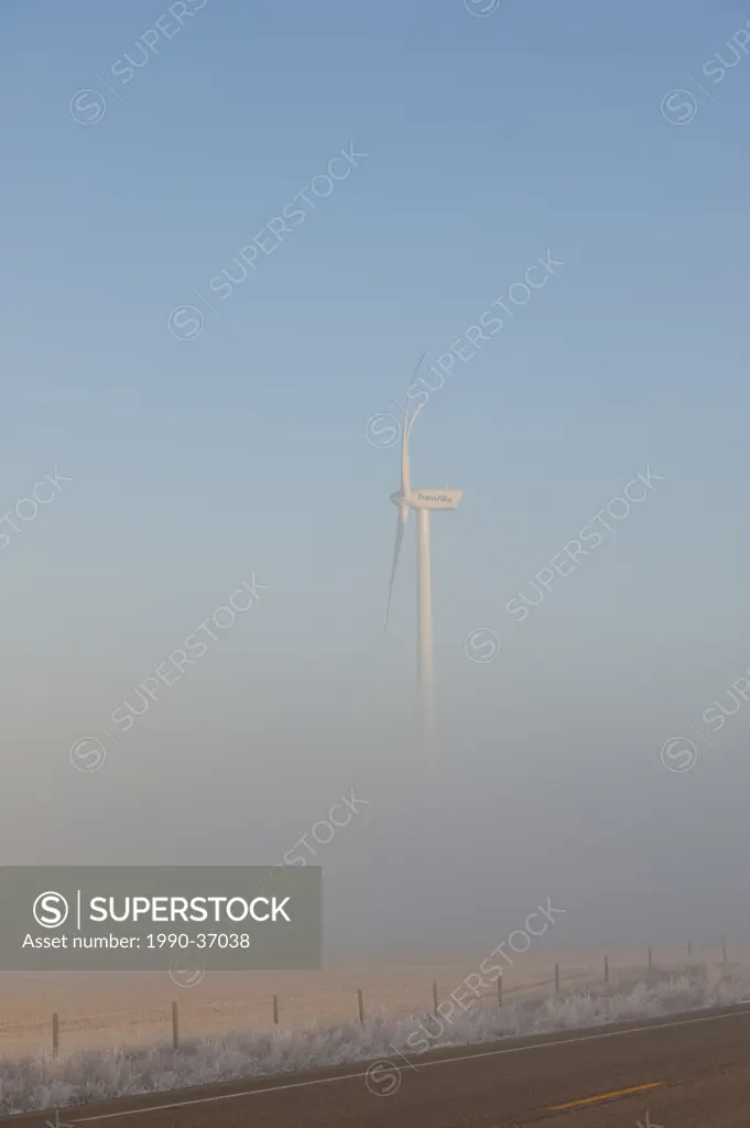 Wind turbine genertor near Fort McLeod Southwest Alberta Canada