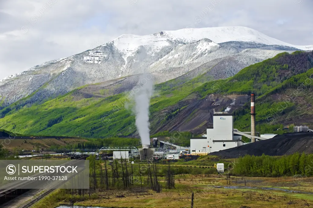 The Milner coal fired power plant located in the foothills of the Rocky Mountains of Grand Cache, Alberta, Canada.