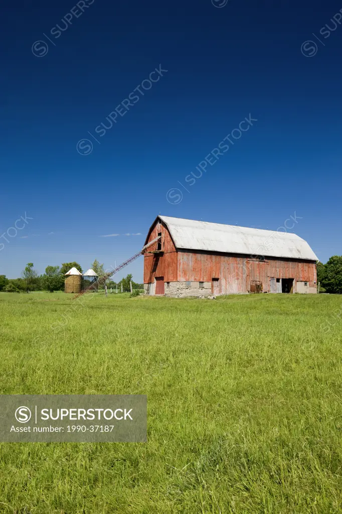 Red barn in Cherry Valley, Prince Edward County, Ontario, Canada.