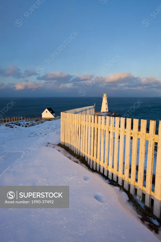 Lighthouse at Cape Spear National Historic Site in winter, Newfoundland and Labrador, Canada.