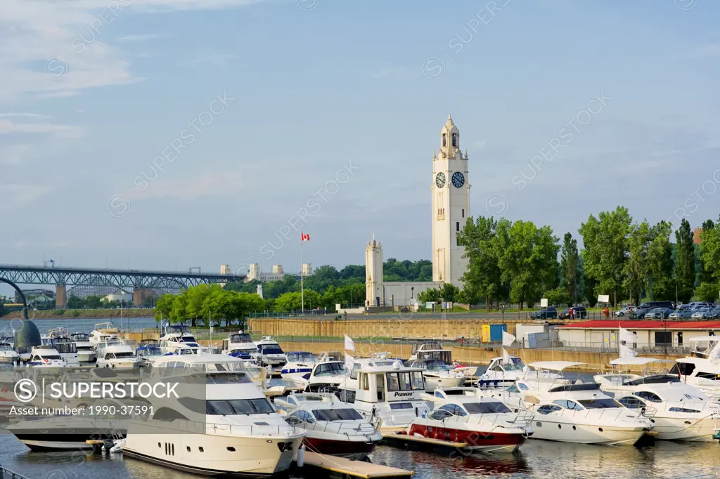 Boats moored at Quai de l´Horloge, Vieux_Port, Montreal, Quebec, Canada.