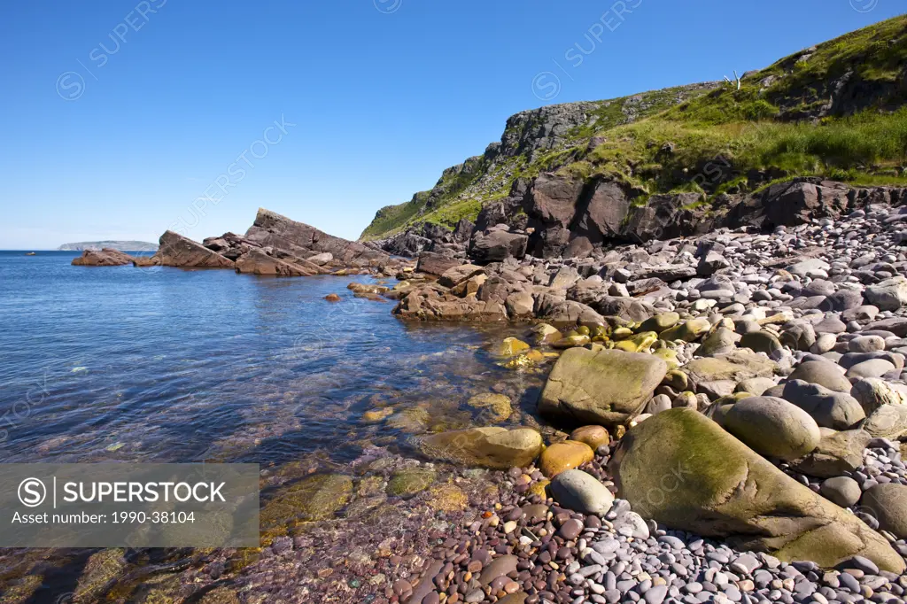 Rocky shore of Red Head Cove coastline, Newfoundland and Labrador, Canada.