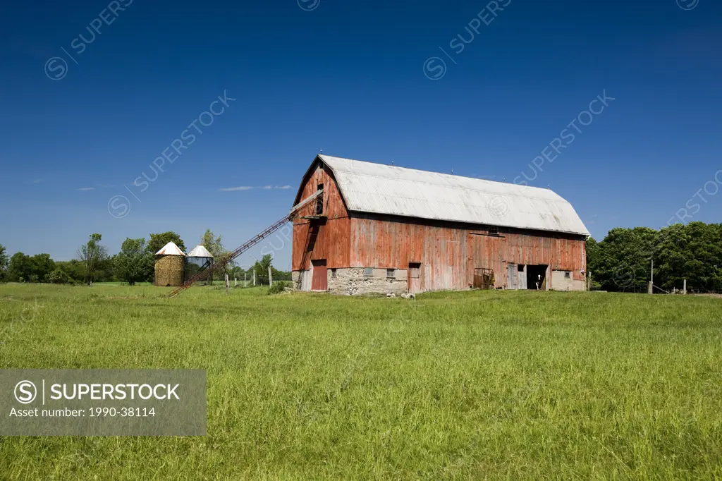 Red barn in Cherry Valley, Prince Edward County, Ontario, Canada.