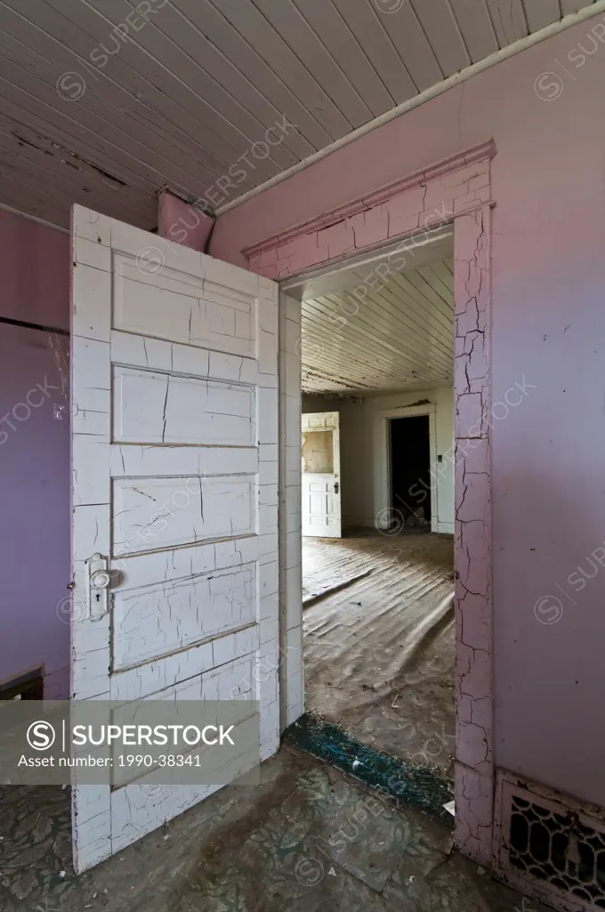 The interior of an abandoned rural house, Southern Saskatchewan, Canada.