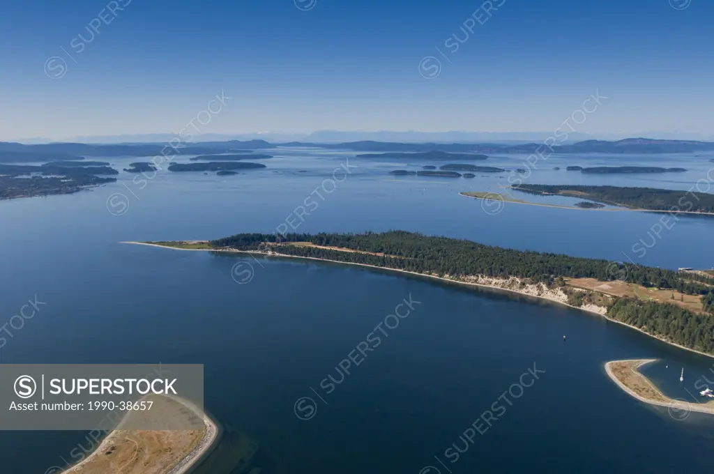 James Island in midground, Sidney Spit, Gulf Island National Park, Victoria, British Columbia, Canada