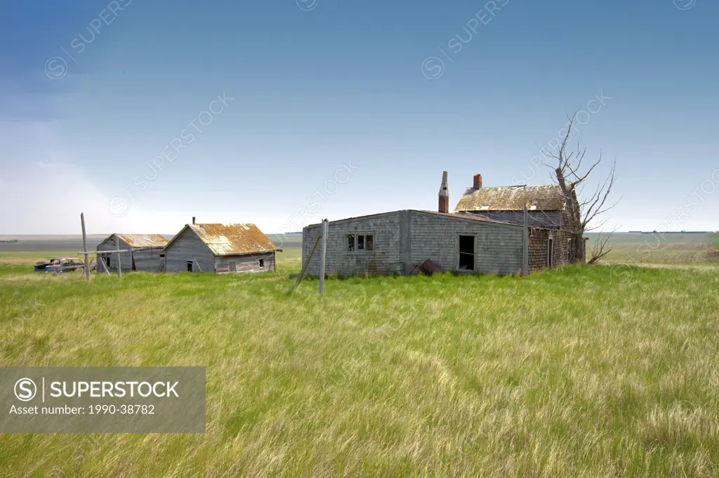 Abandoned Farm in Bad Hills, Canada, Saskatchewan.