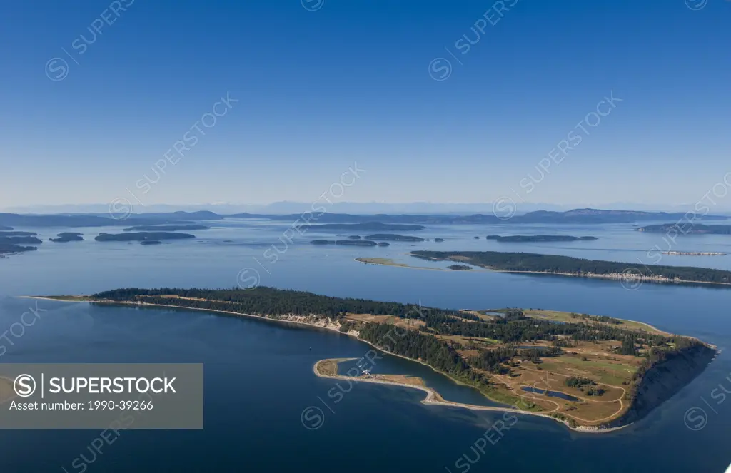James Island in foreground, Sidney Spit, Gulf Island National Park, Victoria, British Columbia, Canada