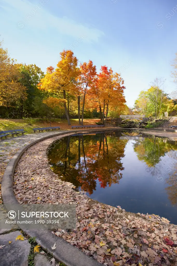 Pond in Autumn in Jean_Drapeau Park, Montreal, Quebec, Canada.