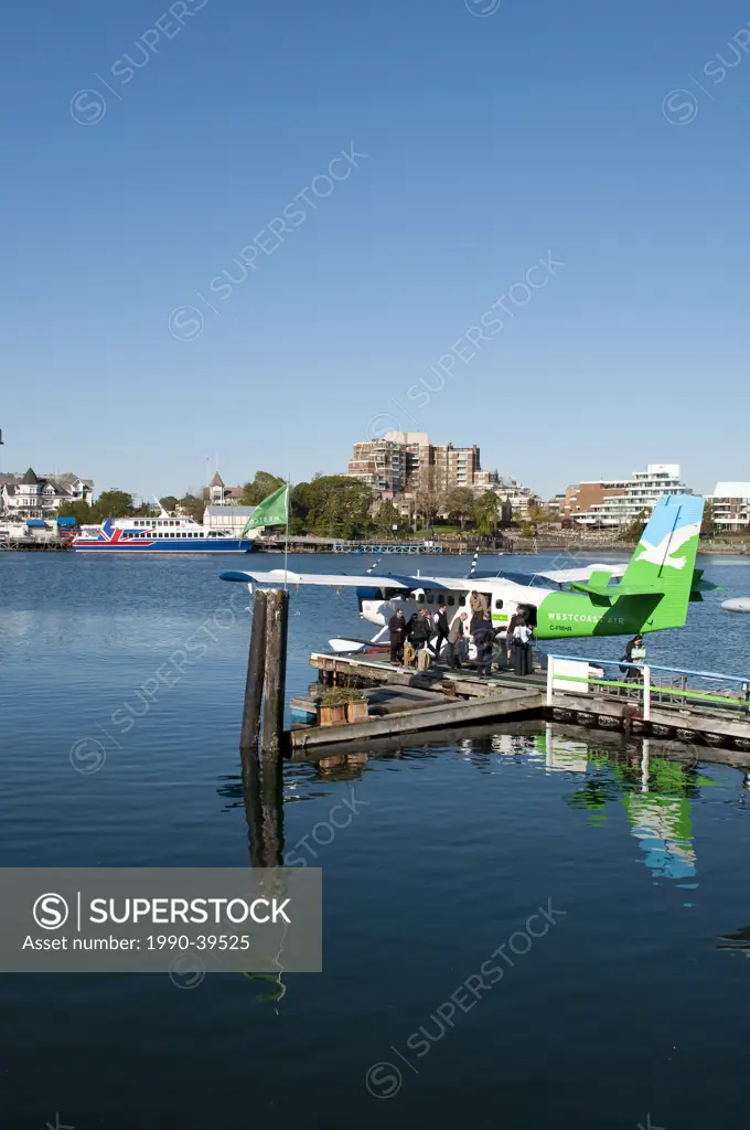 Floatplane unloading in Inner Harbour Victoria, British Columbia, Canada