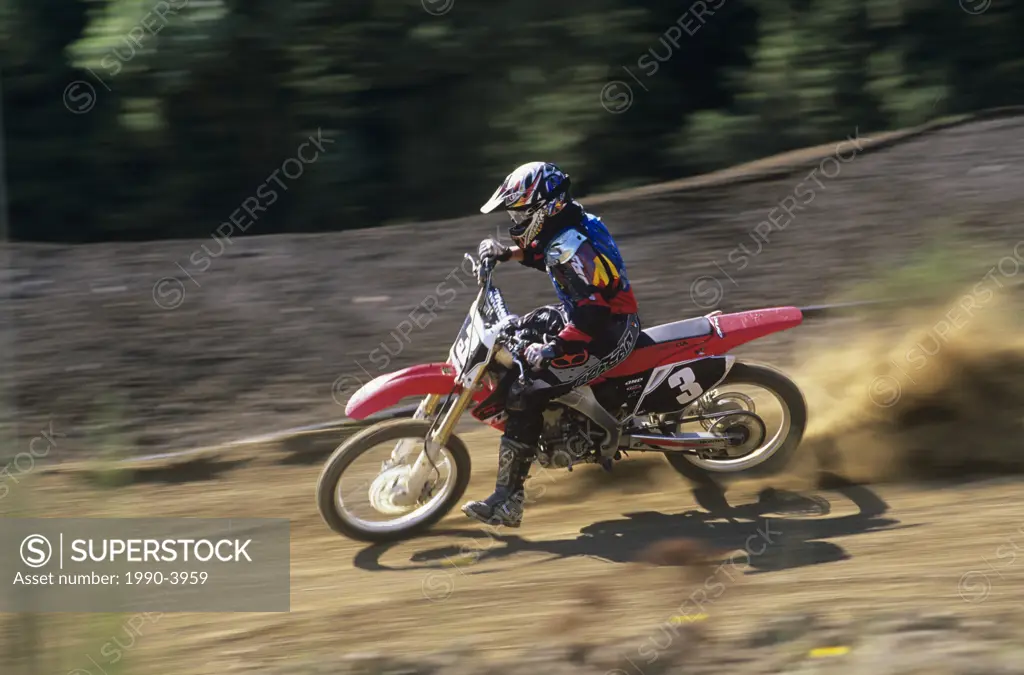 Motocross rider, Wastelands Track, Nanaimo,Vancouver Island, British Columbia, Canada
