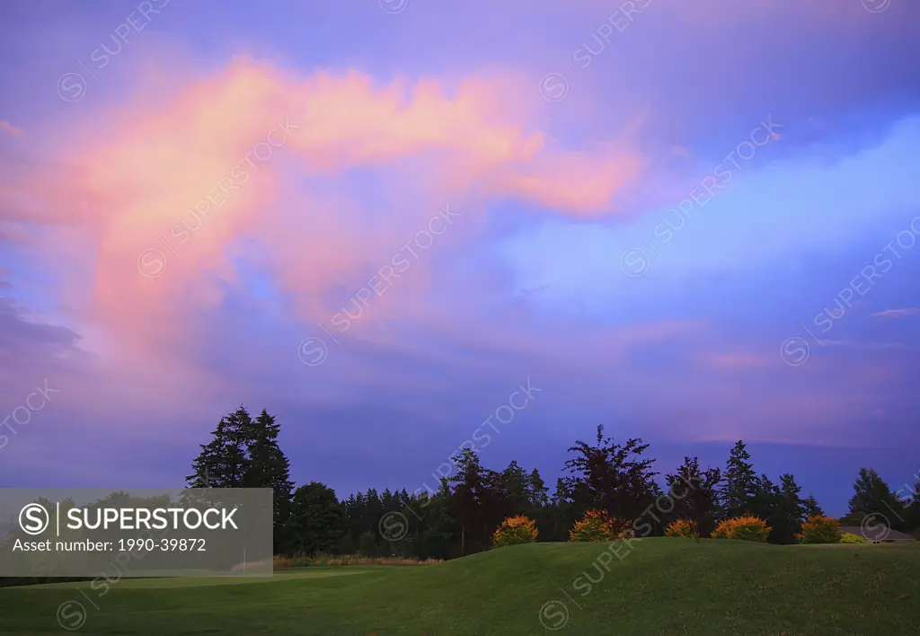 Cordova Bay Golf Course at sunset, Victoria, British Columbia, Canada.