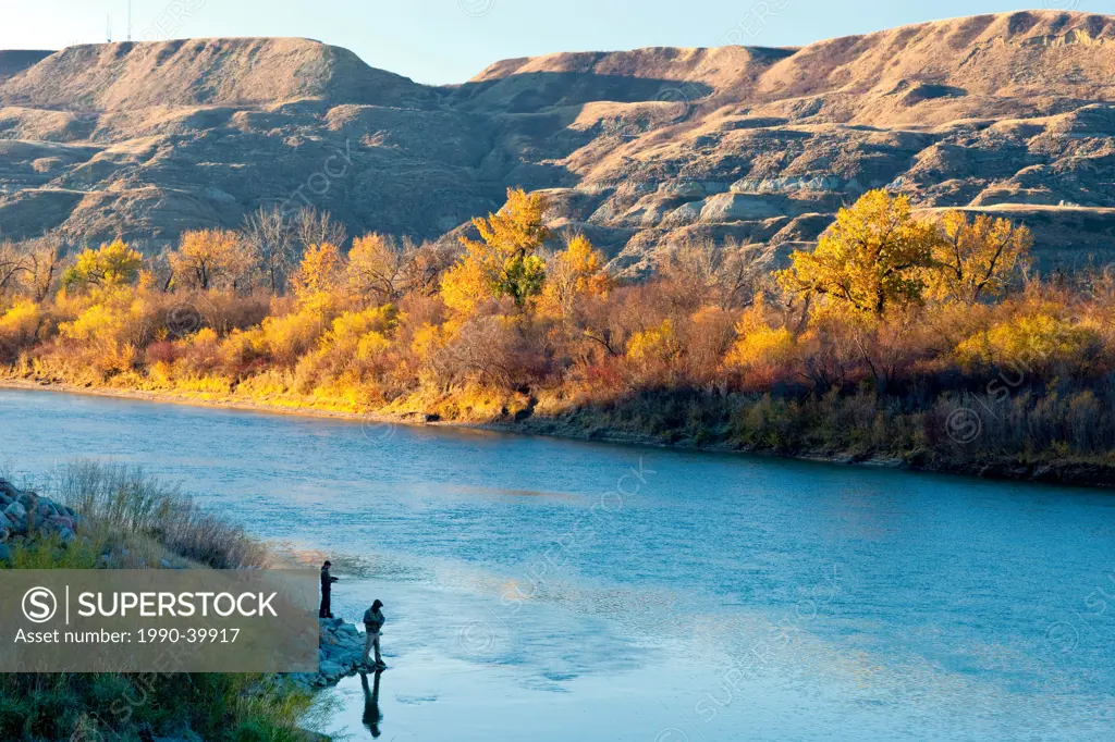 Fishing on The Red Deer River, The Badlands East Coulee, Alberta, Canada.