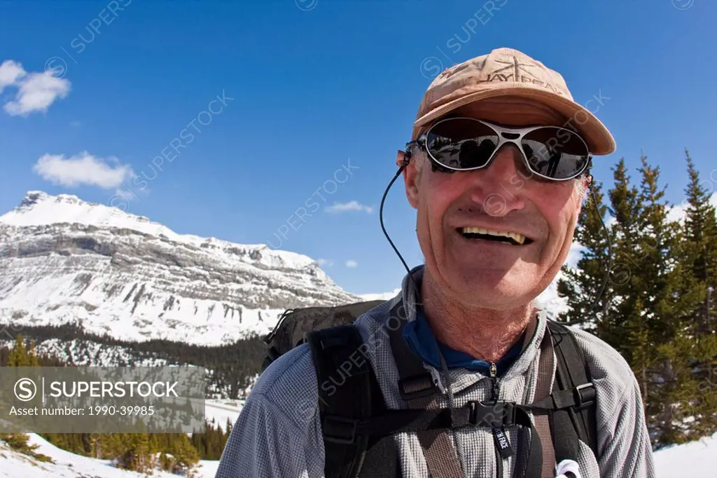 Man smiling, Parker Ridge, Banff National Park, Alberta, Canada
