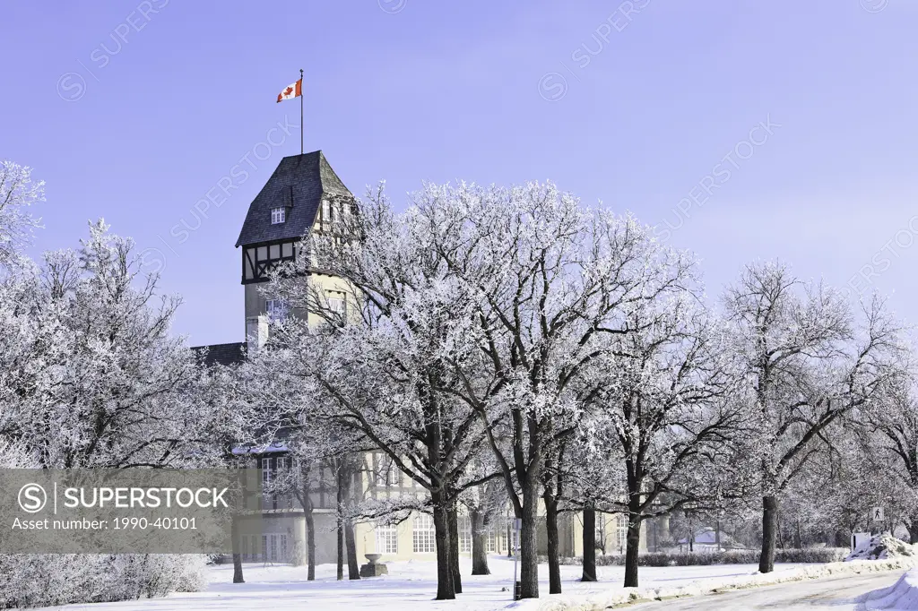 Assiniboine Park Pavillion on a frosty winter day. Winnipeg, Manitoba, Canada.