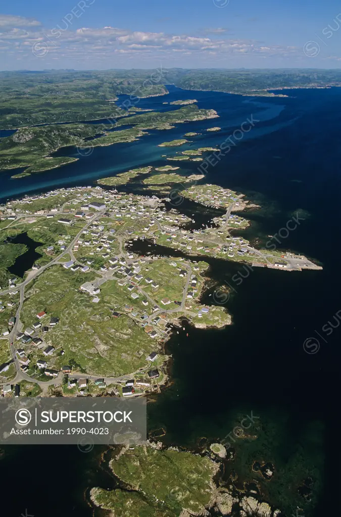 aerial of the town of Burgeo newfoundland, Canada