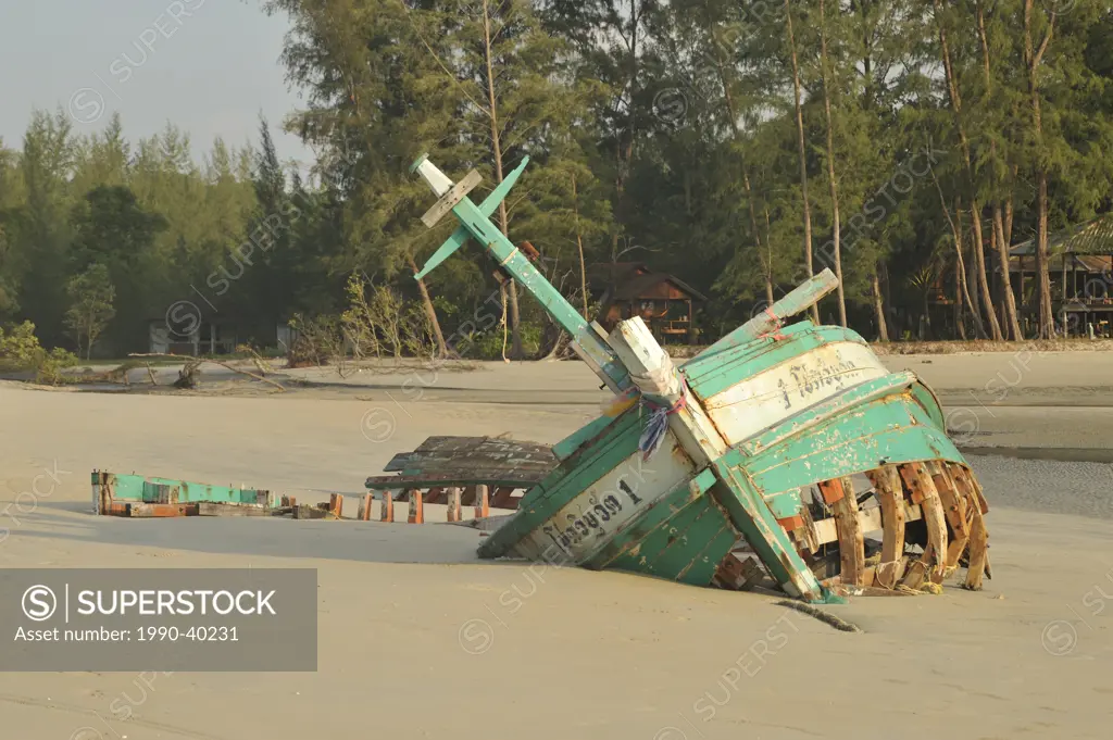 derelict boat, Ao Yai Beach, Koh Phayam, Andaman Sea, Ranong Province, Thailand