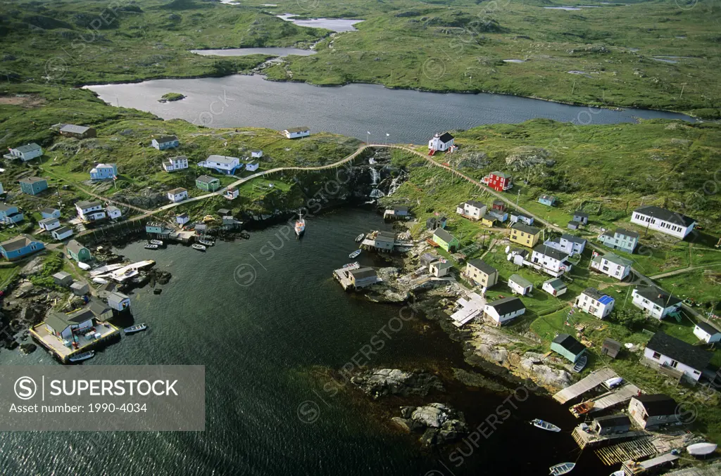 aerial of the town of grand bruit, newfoundland, Canada