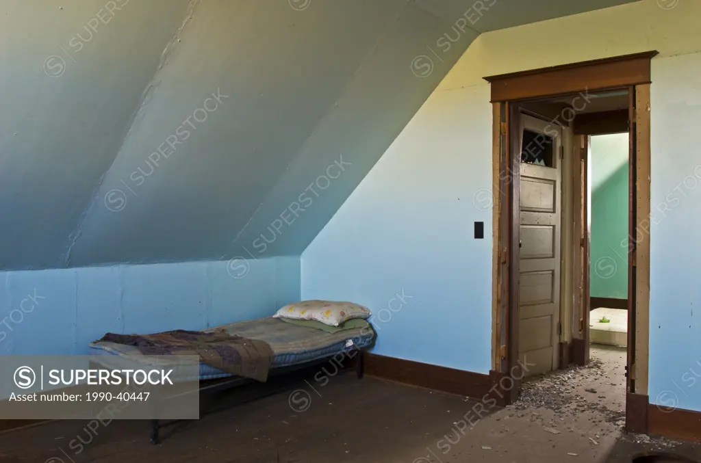 Interior of an abandoned rural house, Southern Saskatchewan, Canada.