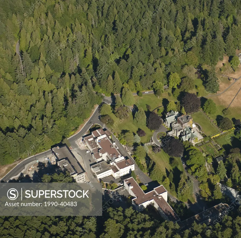 Aerial of Royal Roads University´s Hatley Castle, British Columbia, Canada