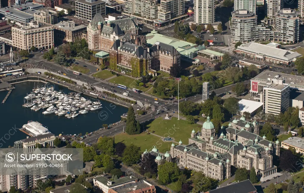 Aerial of Victoria Legislature, British Columbia, Canada