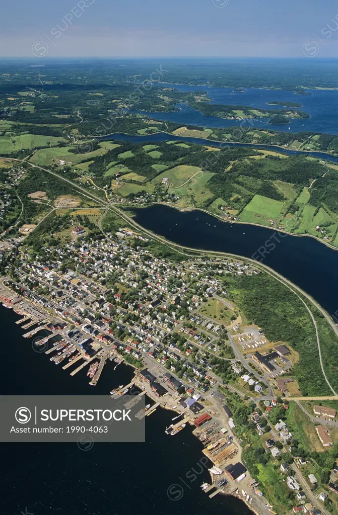 Aerial of lunenburg, nova scotia, Canada