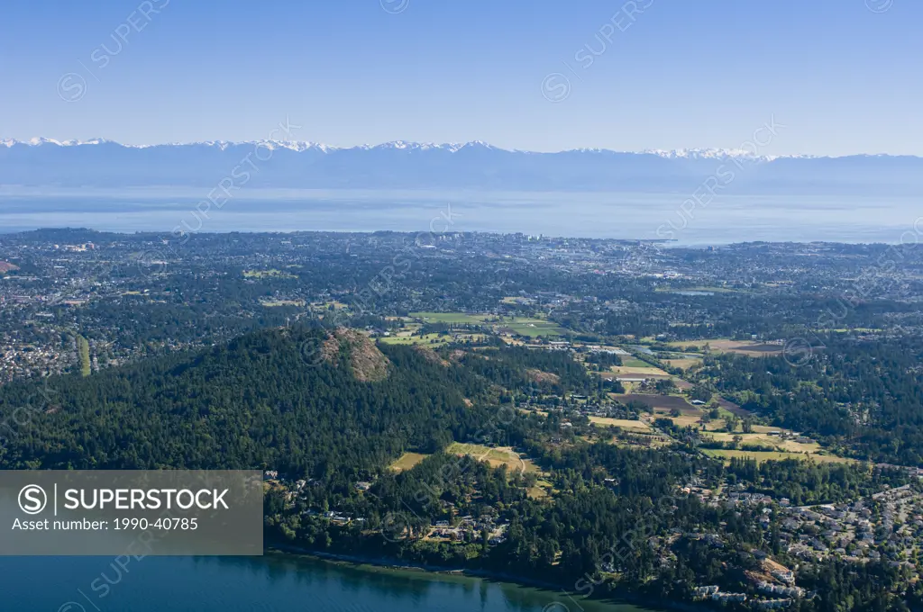 Aerial of Mt Douglas and Victoria, British Columbia, Canada