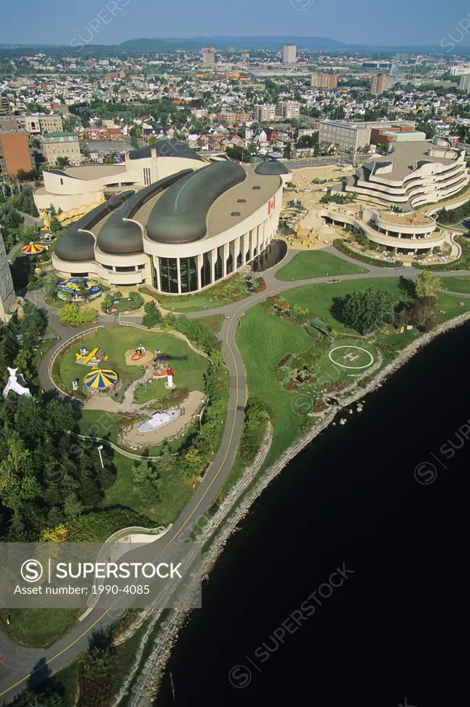 Aerial of Canadian Museum of Civilization, Hull, Gatineau, Quebec, Canada