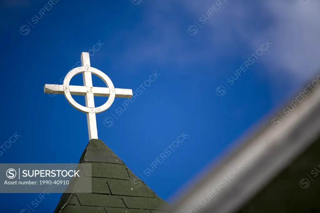 Cross on church, Gjoa Haven, King William Island, Nunavut, Canada