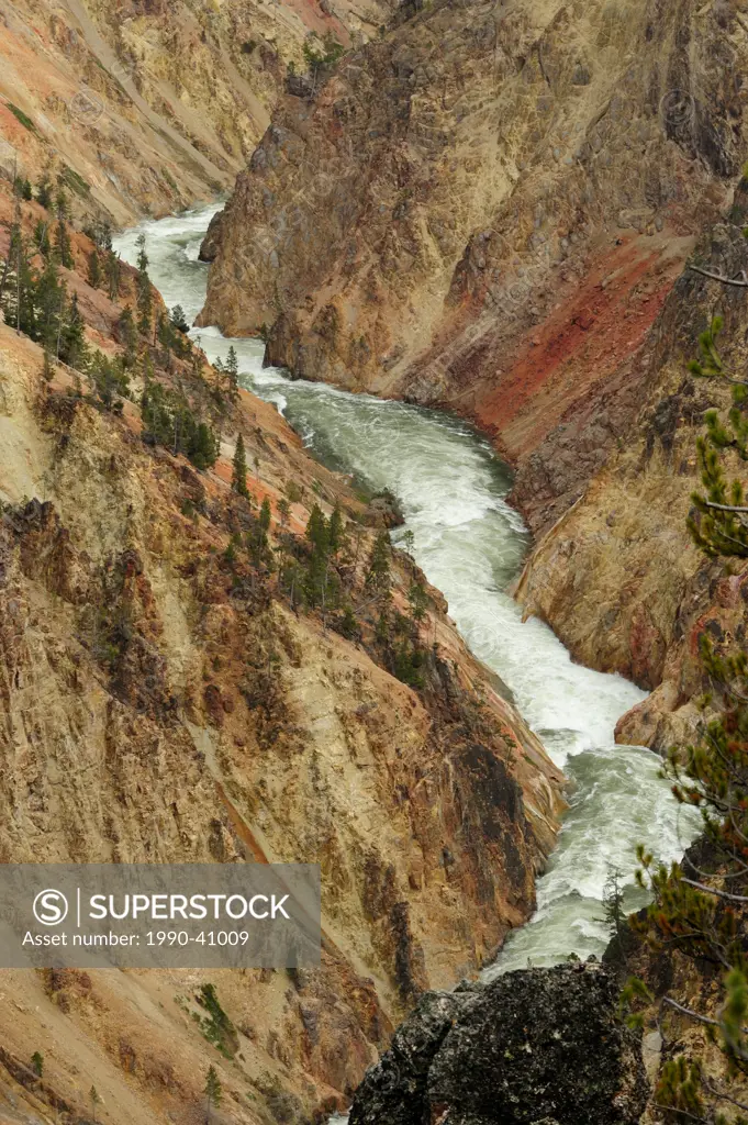Yellowstone River and Grand Canyon of the Yellowstone. Yellowstone National Park, Wyoming, United States of America.