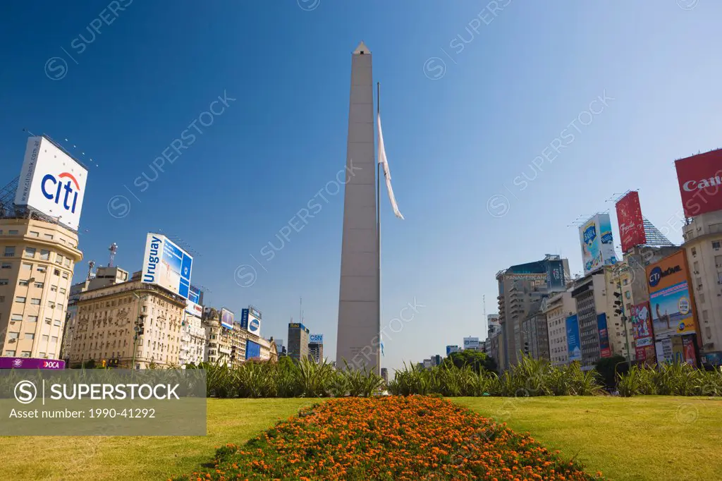 Obelisk in the Plaza de la Republica, Buenos Aires, Argentina.