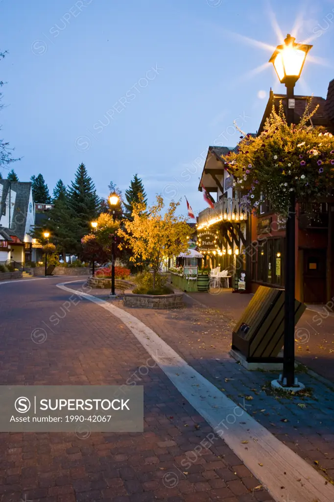 The Platzl at night, Kimberley, British Columbia, Canada