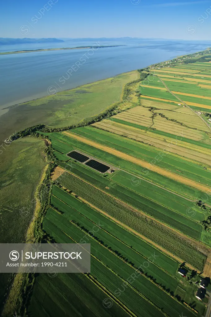 Aerial of the South Shore with the Saint Lawrence River beyond, Quebec, Canada