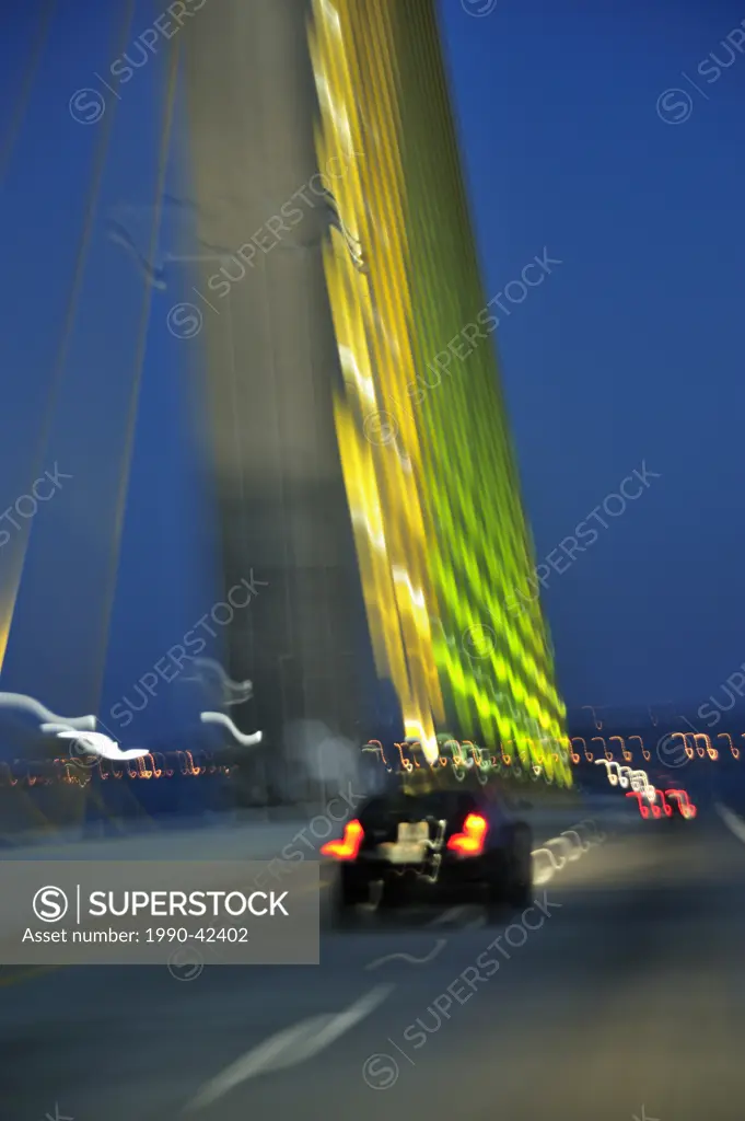 Dusk, Bob Graham Sunshine Skyway Bridge, spanning Tampa Bay, Florida, United States of America