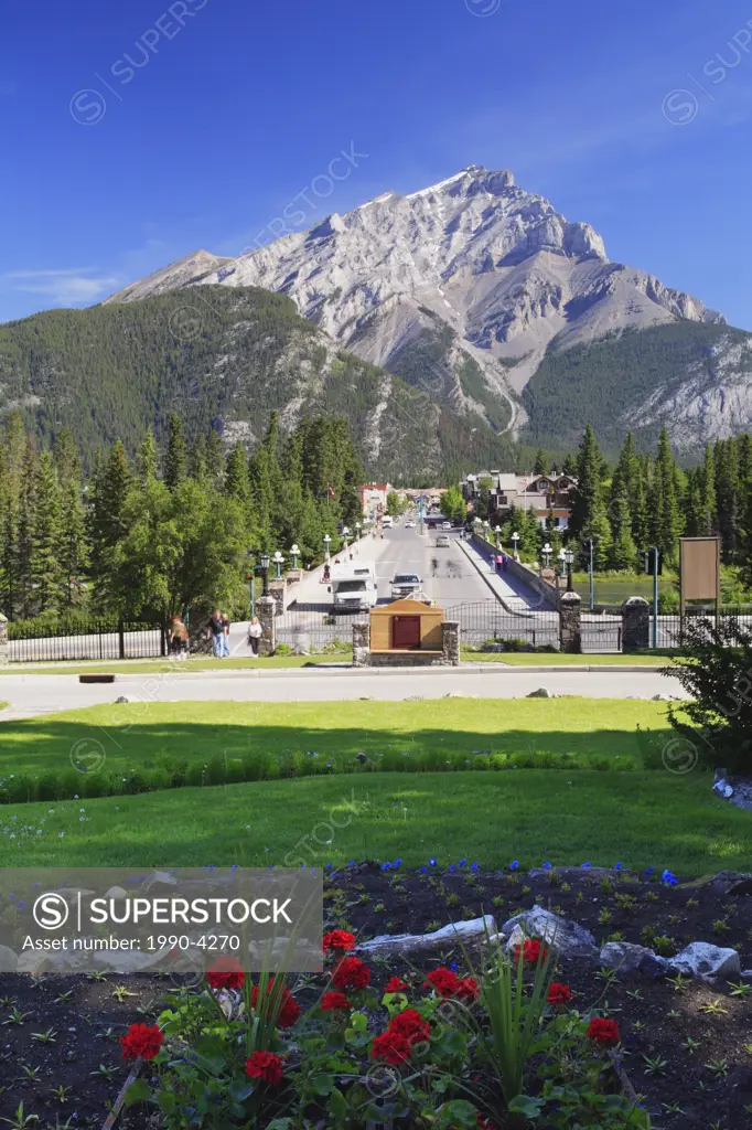 Cascade Mountain and Banff Avenue from Cascade Gardens in Banff  The resort town of Banff is one of the most visited tourist destinations in the world...