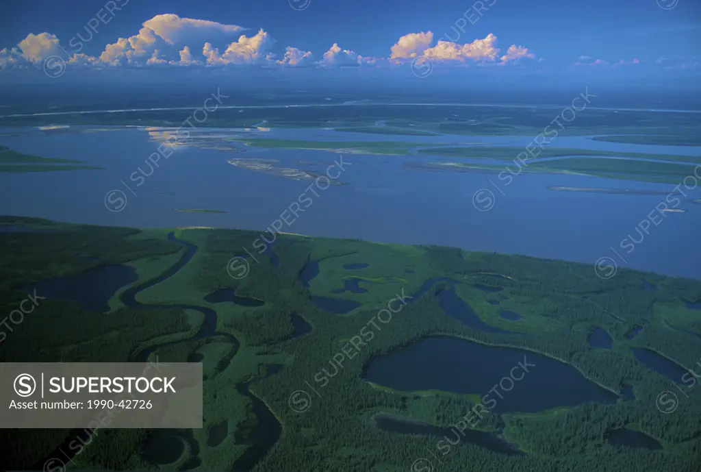 Mackenzie River Delta aerial _ Inuvik, NWT.