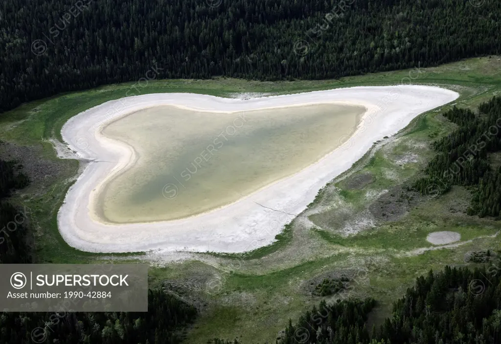 Heart shaped lake in British Columbia Canada