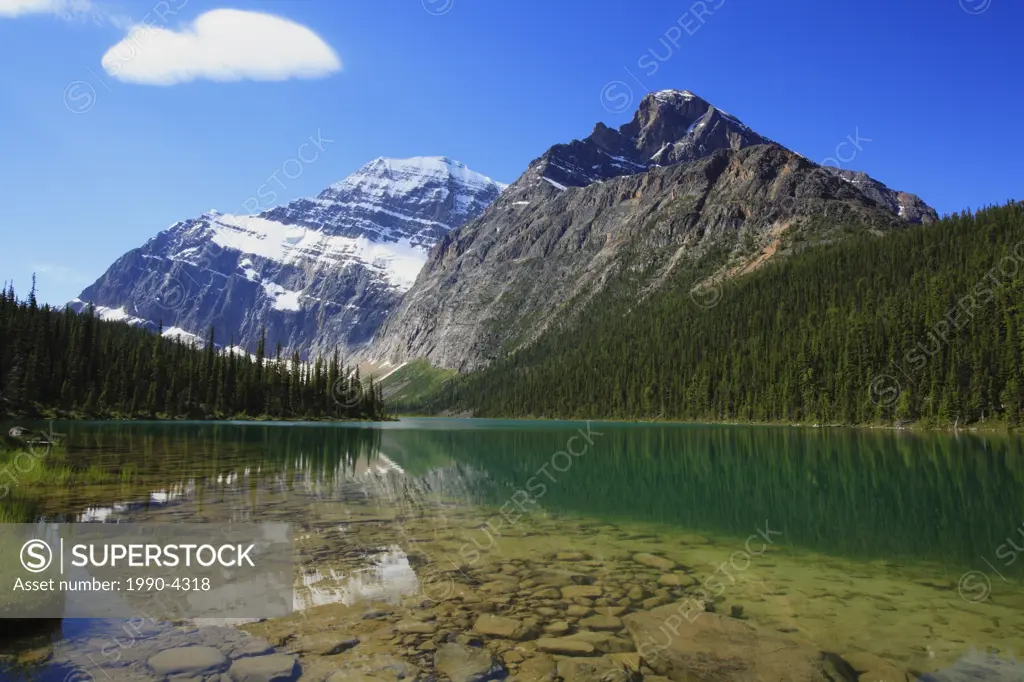 Mt Edith Cavell and Cavell Lake, Jasper National Park, Alberta, Canada