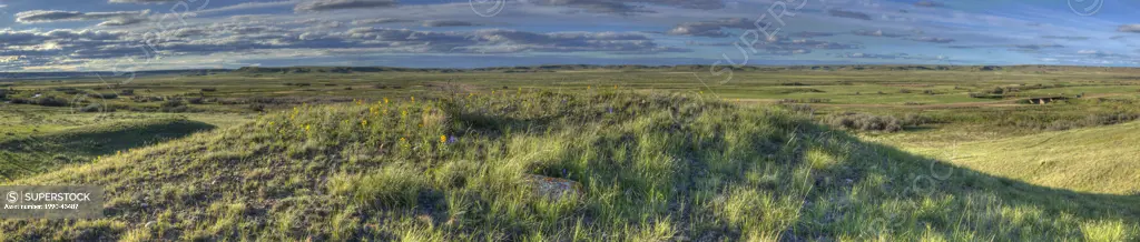 Panoramic view of Frenchman River Valley, Grasslands National Park, Saskatchewan.