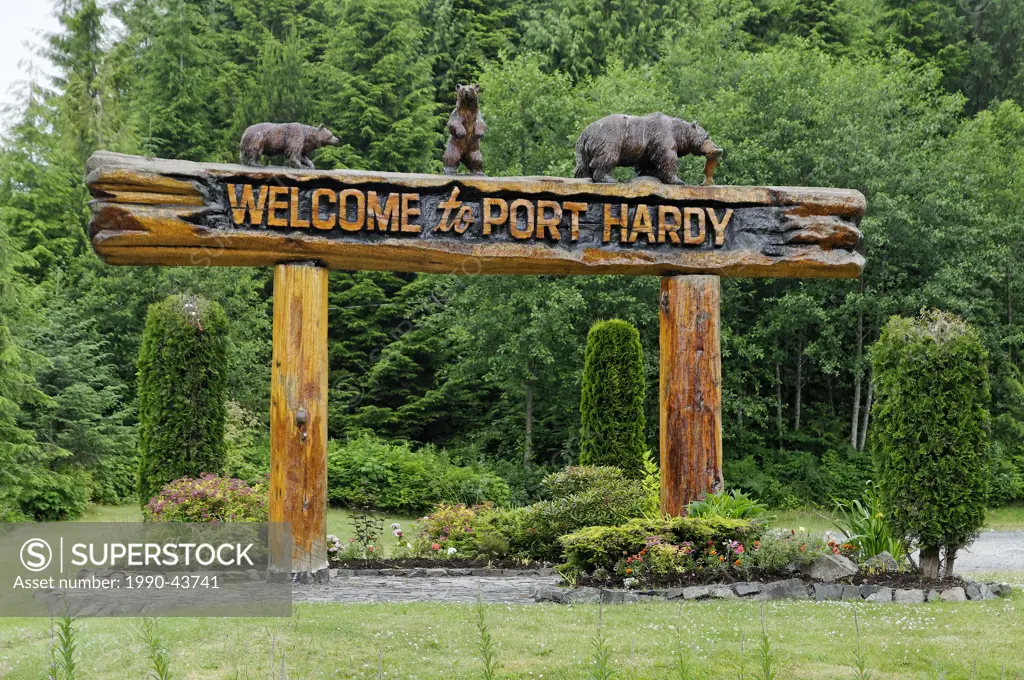 Welcome to Port Hardy sign, near Port Hardy, British Columbia, Canada