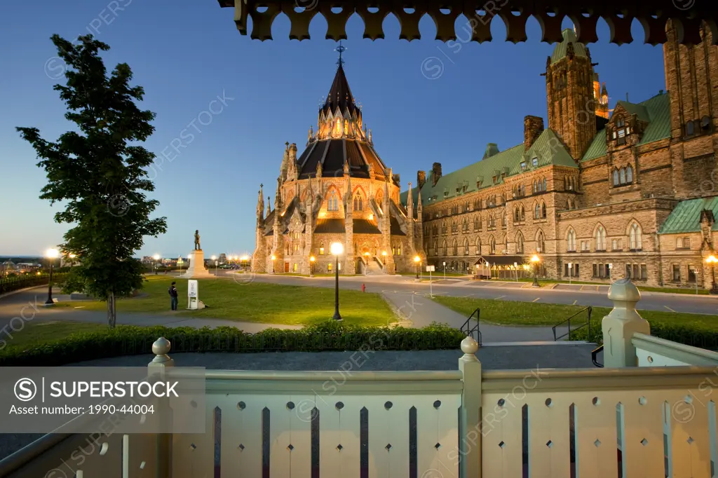 The Library of Parliament from Gazebo, Center Block, Parliament Hill, Ottawa, Ontario, Canada